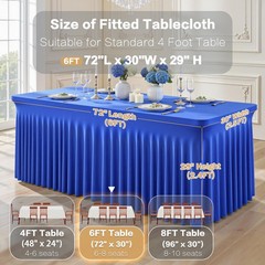 Shillance 6 Packs Royal Blue Tableclothes For 6 Foot Rectangle Table Wrinkle