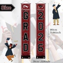 Graduation Decorations 2026 – Maroon Congrats Grad Porch Banner for Gradua