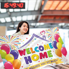 Welcome Home Banner – Welcome Back Decorations 5X3 Ft for Office – We Missed You