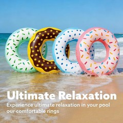 4PCS Inflatable Pool Floats 35″ Swimming Rings Large Inner Tube Swimming Pool…