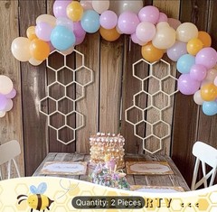 2 pc Large Wood Honeycomb Decor – Bee Themed Shower Birthdays or any Party