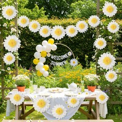 Daisy Tissue Paper Pom Poms Party Decorations Colorful Hanging Decor 24 PCS