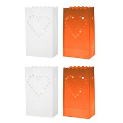 White Paper Luminary Bags, 20 Pcs Heart Flame Resistant Candle Bags