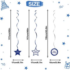Happy 18th Birthday Blue & Silver Glitter Swirls Streamers Party Decorations …