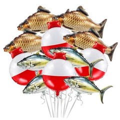 White 12 Fish-Shape Bobber Foil Balloons – Inflatable Design