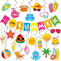 Summer Party Decorations – 61 Pcs Beach Pool Party Decorations Hello Summer Bann