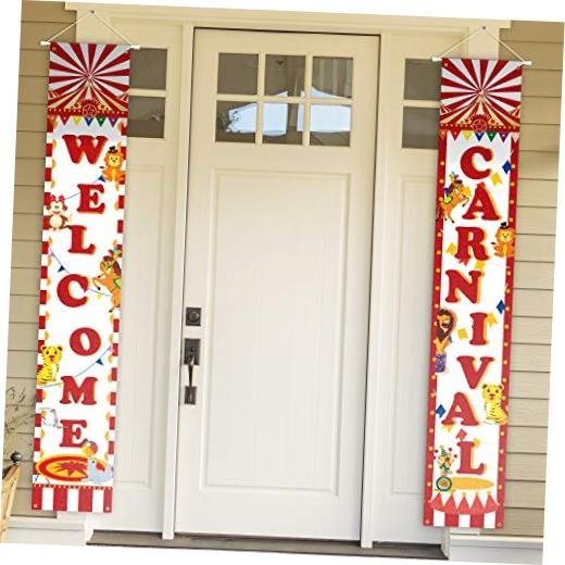 Welcome Carnival Circus Yard Sign Door Banner Carnival Theme Birthday Party