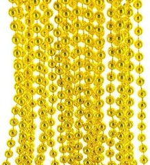 33″ Round Metallic Gold Beads Mardi Gras Necklaces (12 Pack) Sparkly, Shiny