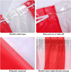 2 Pieces Red and White Striped Table Skirt Carnival Theme Table Skirts for Ci…