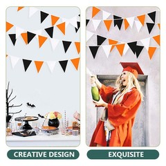 Orange Black White Halloween Pennant Halloween Triangle Flag Hanging Decoration