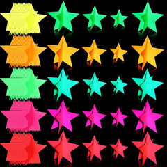 45 Pcs Neon Glow in the Dark Star Centerpieces Table Decor 3 Sizes 8″ 5″ 3″