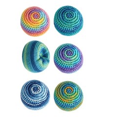 Knitted Footbags Set 6 Pack Hand Crafted Cotton for Agility Balance Practice