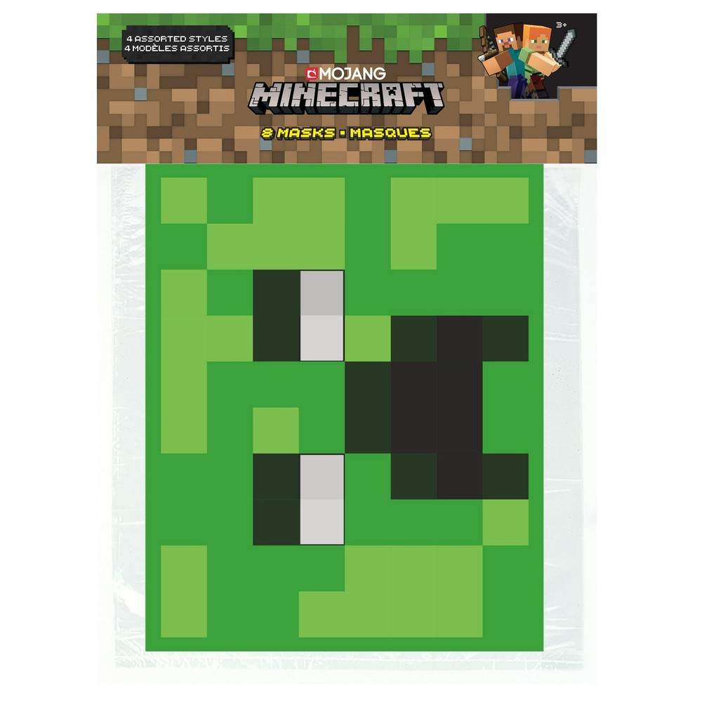 Minecraft Paper Party Masks, 8ct –U4–