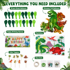 Dinosaur Birthday Party Decorations Kit Balloon Garland Banner Backdrop Kids