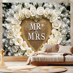 5x7FT/5x3FT Mr & Mrs Backdrop Wedding Valentine’s Day Backgrounds Photo Booths