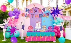 Gymnastics Party Decorations Sport Birthday Supplies Balloons Plates Tablecloth