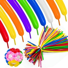260 long balloons 100 Pack Twisting Animal Balloons Assorted Color Thickening…