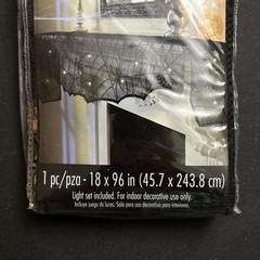 Halloween Party Decor Lace Mesh Mantle Scarf Spiders Black 18 X 96 Lighted