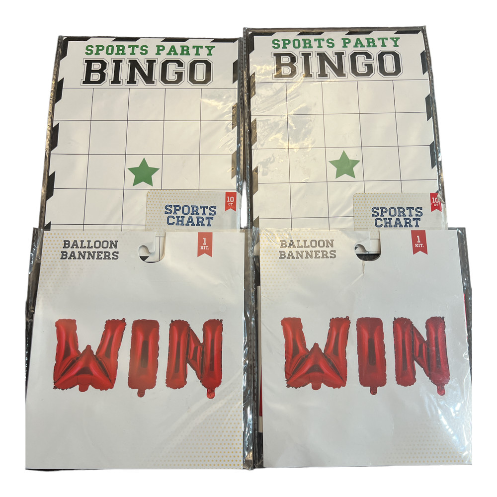 New Sports Party Decor Lot Bingo Sheets Win Foil Red Balloons Target