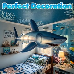 Giant Inflatable Shark Pool Float 75” – Large Blow-Up Shark Toy for Kids, Tee…