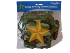 ARMY CAMOUFLAGE HAPPY BIRTHDAY BANNER, – lot of 2 -PARTY SUPPLIES