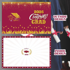 Graduation Decorations Maroon and Gold 2026 – Giant Guest Book Alternative,Gradu