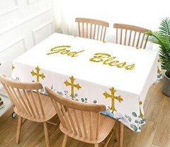 God Bless Tablecloth Boy First Holy Communion Blue Baptism Christening Party