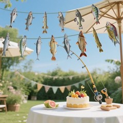 Fishing Birthday Party Decoration Fish Shape Hanging Ornament For Retirement