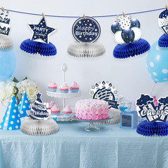 9 Pieces Blue and Silver Happy Birthday Party Decorations Birthday Table Centerp