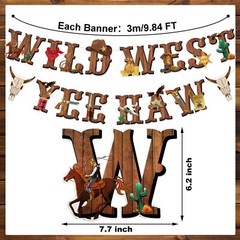 26PC Western Party Decorations Cowboy Banners & Hanging Swirls