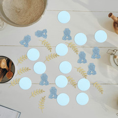 100Pcs Baby Shower Confetti, Blue Gold Paper Table Confetti for Welcome Baby rou