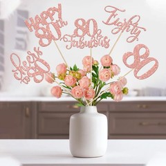 15 Pack Glitter 80th Birthday Centerpieces Sticks, Happy 80th Birthday Party …