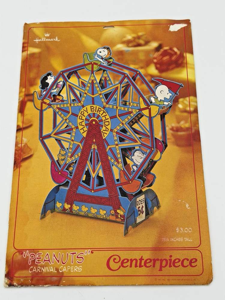 PEANUTS HALLMARK CENTERPIECE HAPPY BIRTHDAY CARNIVAL CAPERS 15.25 IN VINTAGE NOS