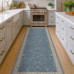 Blue Boho 2’6»x8′ Wide Hallway Runner Rug – 2’6″ x 8′ (Runner), Dusty