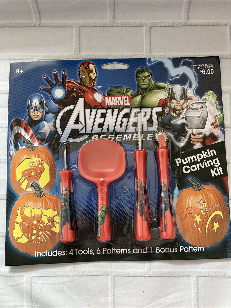 MARVEL HEROES PUMPKIN CARVING Patterns Tools Iron Man Hulk Captain America #J3