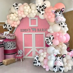 Cow Print Balloons, 60PCS Pastel Pink Cow Print Latex Balloons, Pink Cream Be…