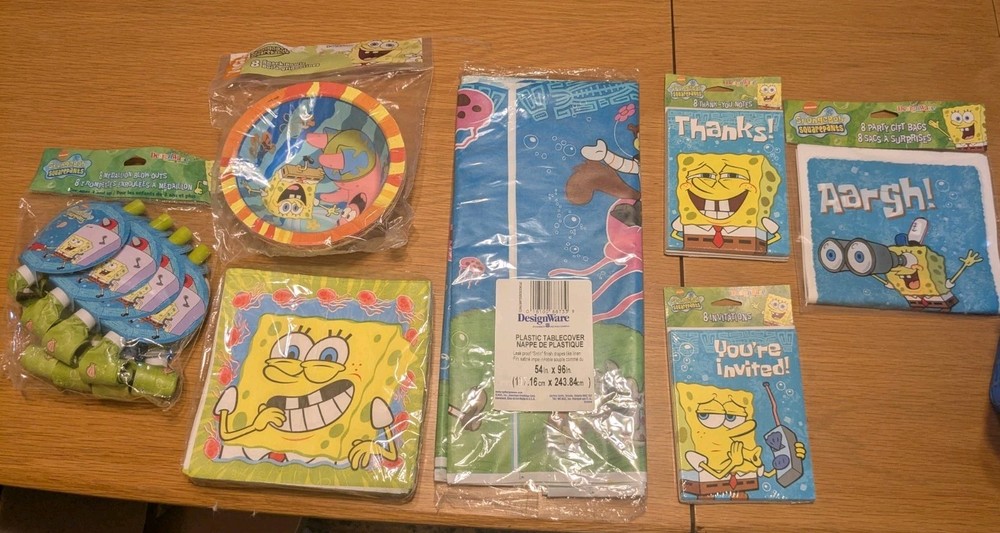 SpongeBob SquarePants Birthday Party Decorations Tablecover Plates Bags Etc