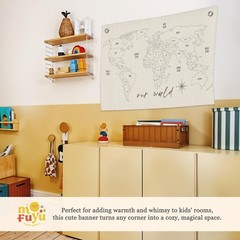 World Map for Kids Canvas Banner – World Maps for Wall, Kids Room Wall Decor,…