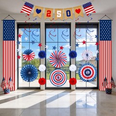 America 250th Anniversary Decorations 4th of July Patriotic Red White Blue