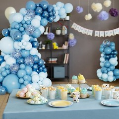 Blue Balloon Garland Arch Kit with Different Size Metallic Macaron Blue Confe…