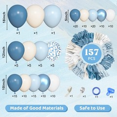 157 Pcs Dusty Blue Balloons Garland Arch Kit, Dusty Baby Light Metallic Blue …
