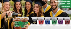 50Pcs Graduation Decorations 2026 Disposable Graduation Cups Congrats Grad Class