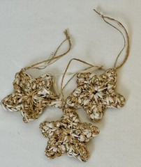 Hand Crafted Gold And Silver Christmas Decorations, Hanging StarsGoldAnd Silver