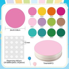 600 PCS Round Paper Cutouts 2 Inch Assorted Summer Colors Bulletin Board
