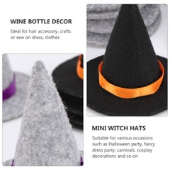 10pcs Mini Felt Witch Hats Handmade Wine Bottle Decor for DIY Hair Accessories