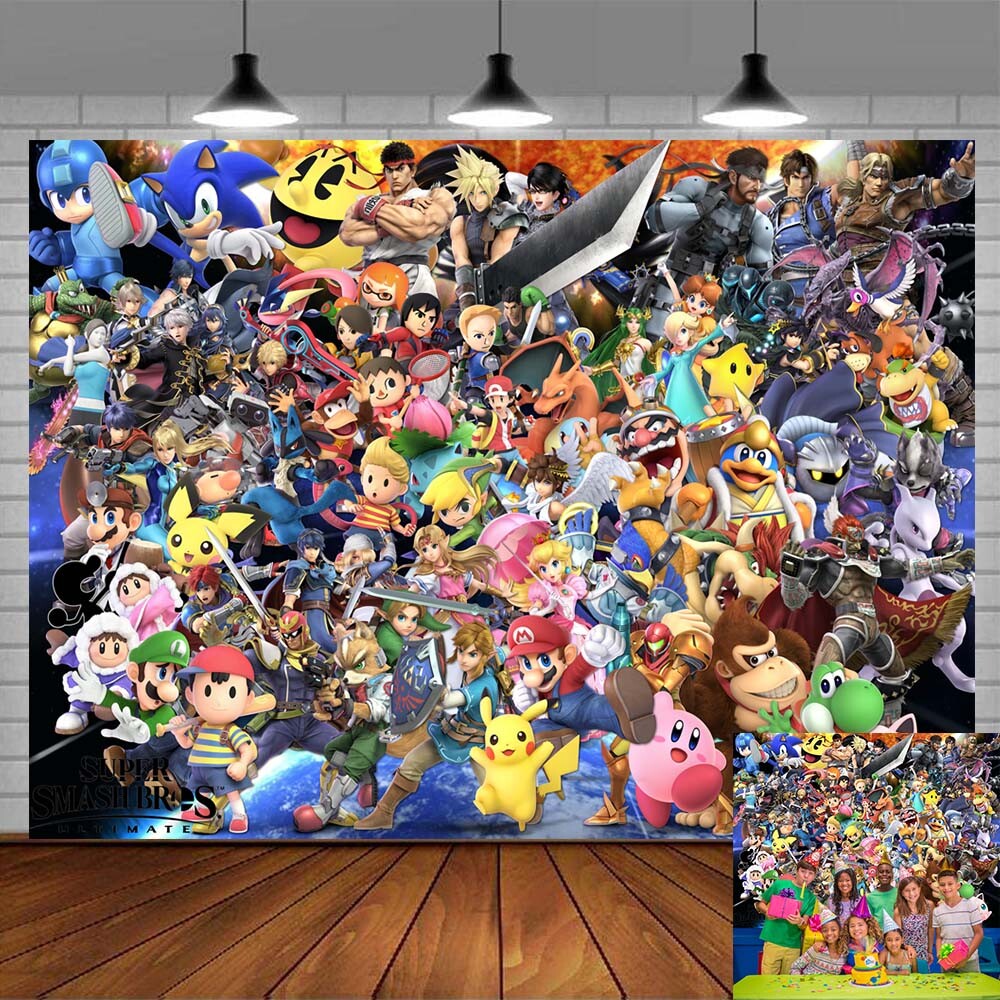 Super Smash Bros Party Decoration Birthday Decor Backdrop Banner for Kids 7x5ft