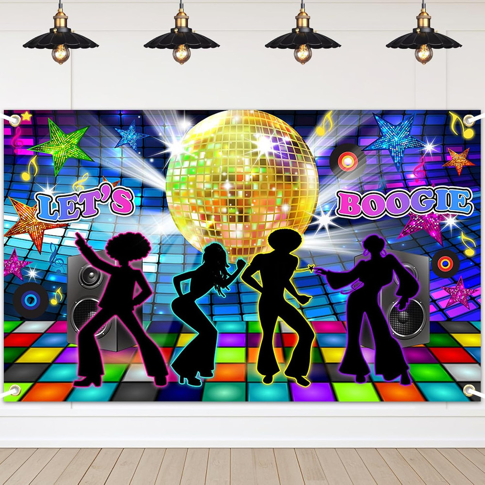 Disco Backdrop Back to 70s 80s 90s Dance Party Decorations Banner Let’s Boogie B
