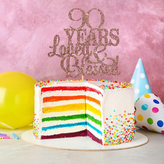 90 Years Blessed & Loved Cake Topper 90Th Birthday Cake Topper Marriage Annivers