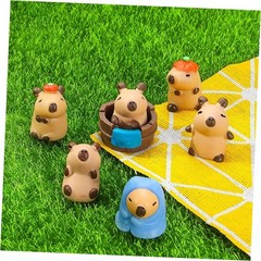 7 Pieces Mini Capybara Automobile interior Set – Bonsai Decor, Cake Toppers,