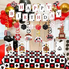 Casino Poker Party Decorations Set, Banner, Tablecloth, Centerpieces and Hang…